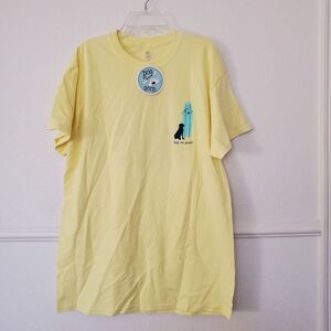 Dog Is Good T-shirt Live Life With Dog Yellow Surf Beach Mens Size Medium New